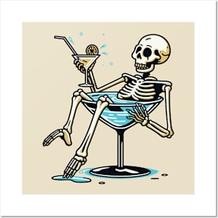 Skeleton in Martini Posters and Art